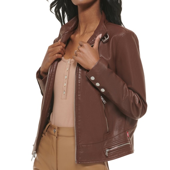 Levis Faux-Leather Latch Collar Moto Racer Jacket - Picture 4 of 11